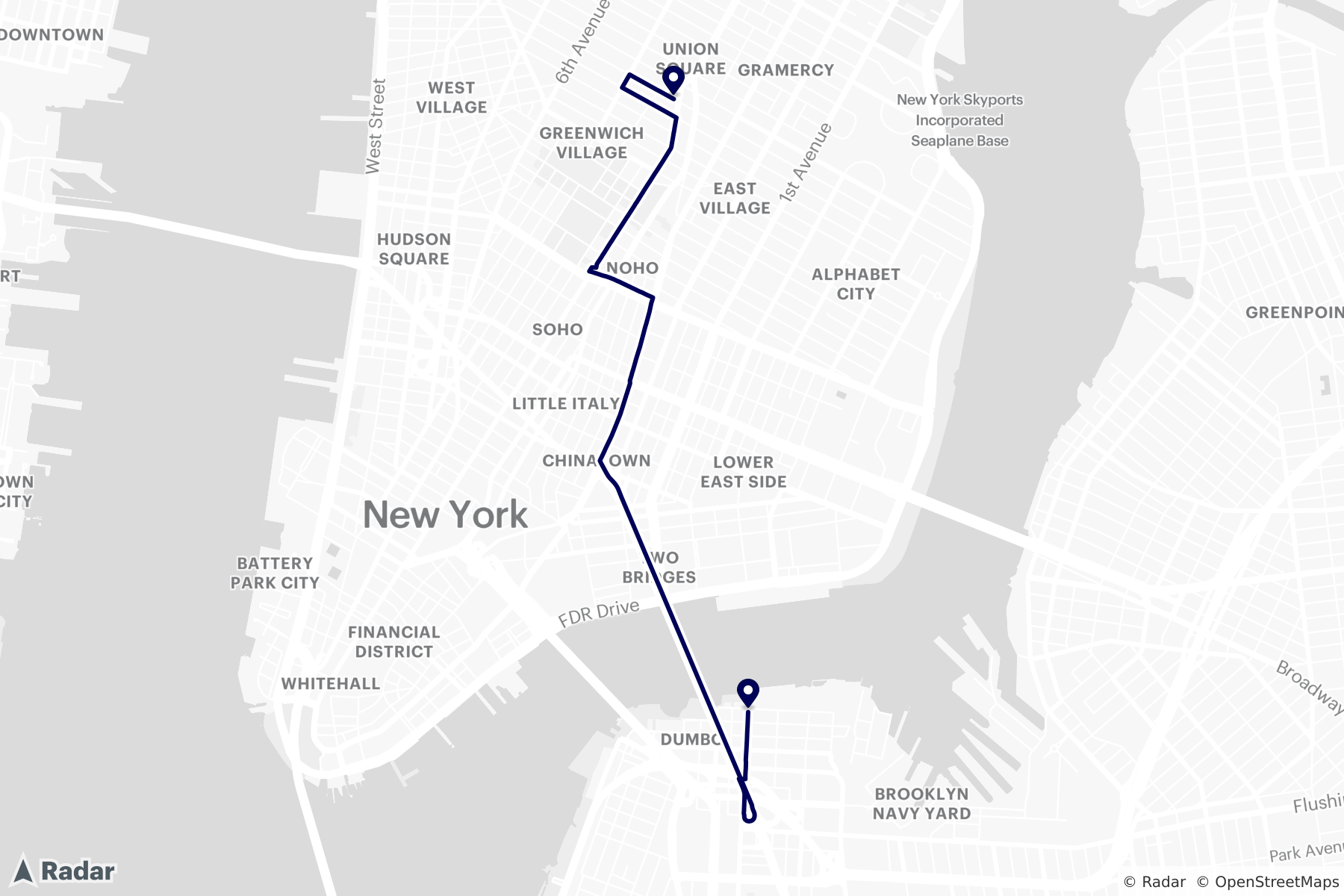 Radar Static Map with route